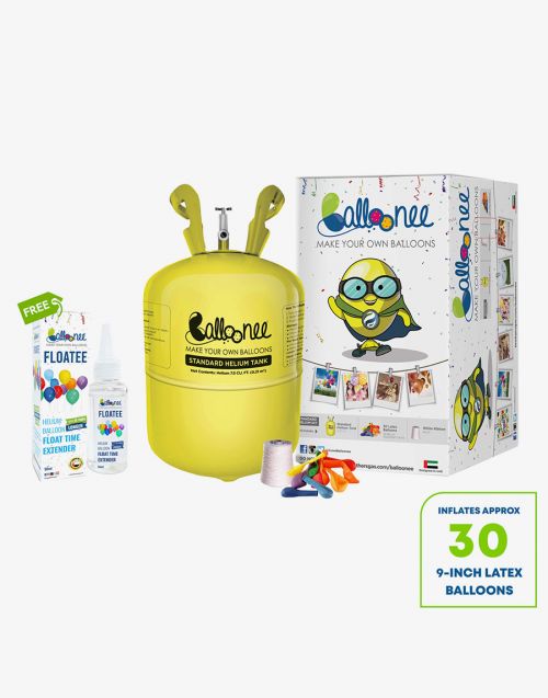 Balloonee Standard Disposable Helium Party Kit with Floatee - Helium Balloons Float Time Extender 50ml 